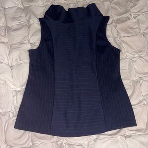 Banana Republic Navy Striped Sleeveless Blouse